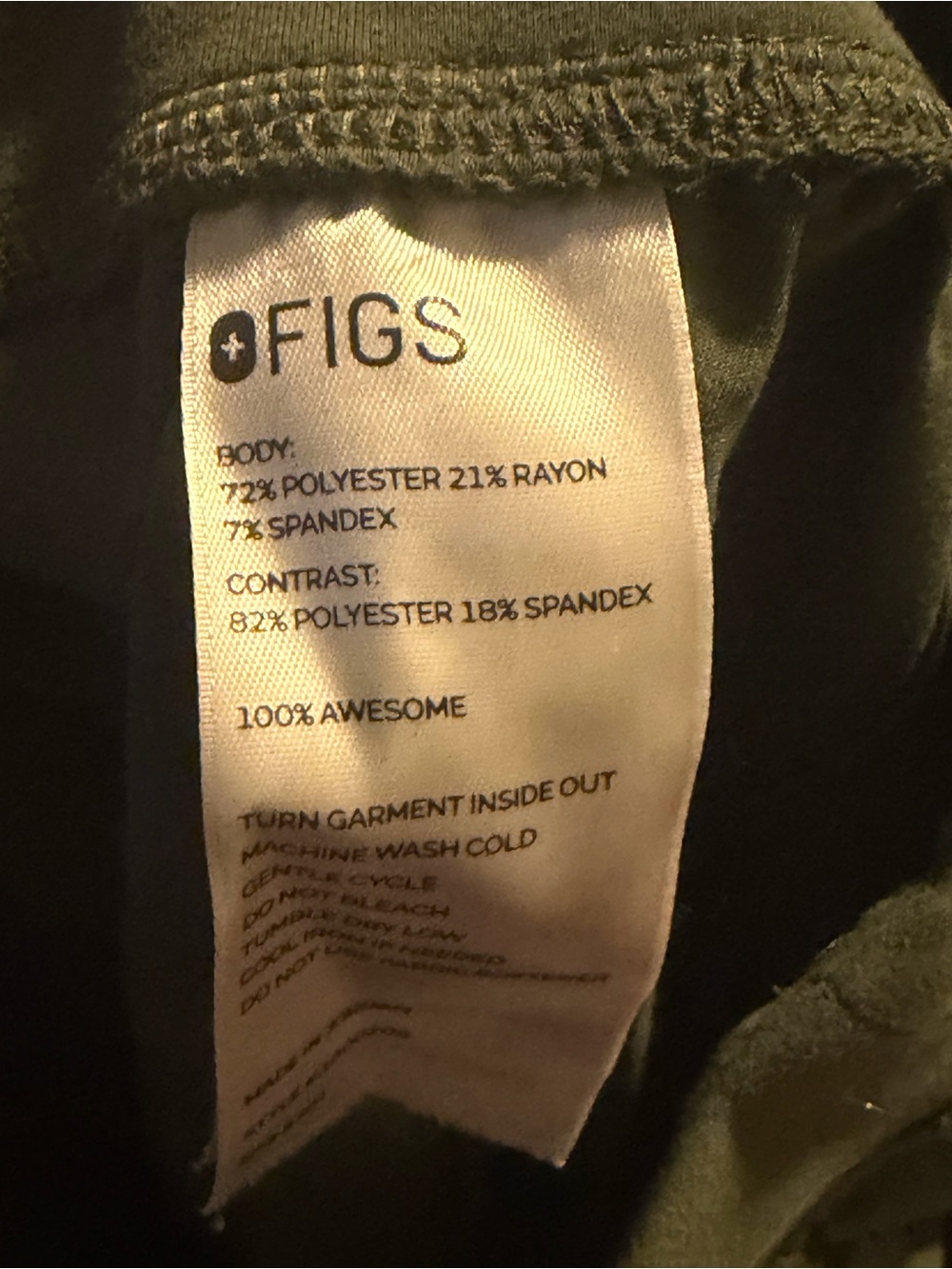 Figs women’s small Olive Green Drawstring Scrub Pants - Picture 4 of 4